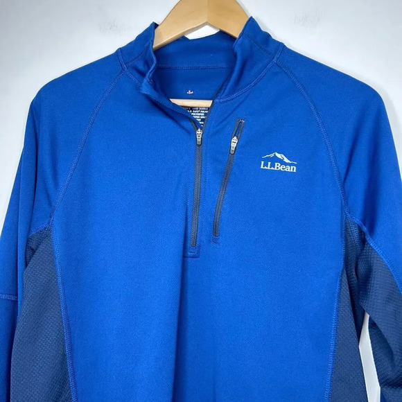 L.L. Bean Mens Ridge Runner 1/4 Zip Blue Long Sleeve Lightweight Outdoors Layer - Picture 3 of 9